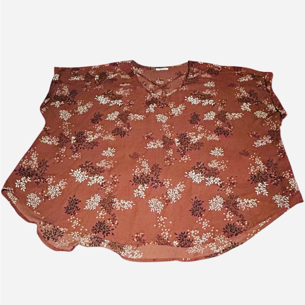 Maurices Rust and Cream Floral Blouse